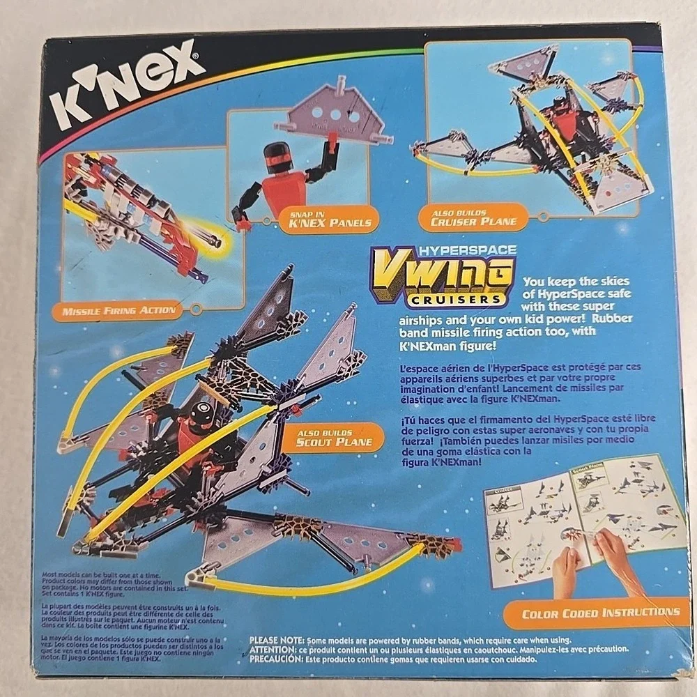K'NEX HyperSpace VWing‎ Cruisers Set 1999 Builds 3 Airship Models Missile Plane